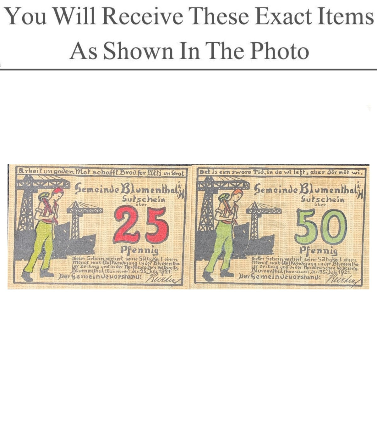 Germany Notgeld BLUMENTHAL 25 50 Pfenning 1921 Set 2 pcs