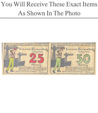 Germany Notgeld BLUMENTHAL 25 50 Pfenning 1921 Set 2 pcs