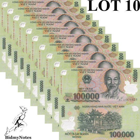 Viet Nam Vietnam 100000 Dong 2021 P 122 Polymer UNC 1/10 Bundle LOT 10 pcs