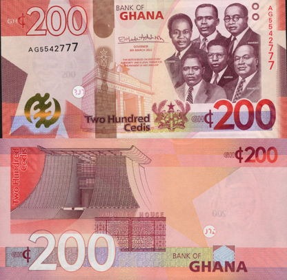 Ghana 200 Cedis 2022 P 51 UNC
