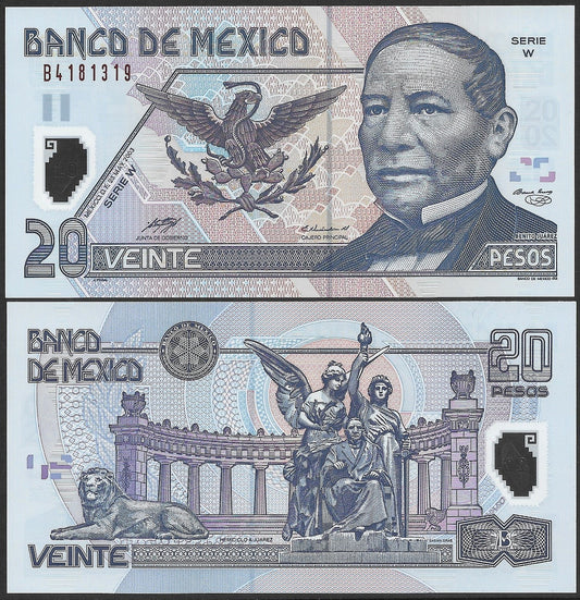 Mexico 20 Pesos 2003 P 116d Polymer W Serie UNC