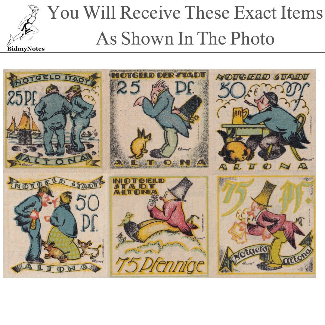 Germany Notgeld ALTONA 25 50 75 Pfennig 1921 Set 6 pcs