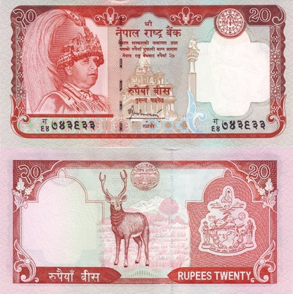 Nepal 20 Rupees ND 2006 P 55 UNC FOXING