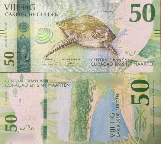Curacao & Sint Maarten 50 Caribische Gulden 2025 P New UNC