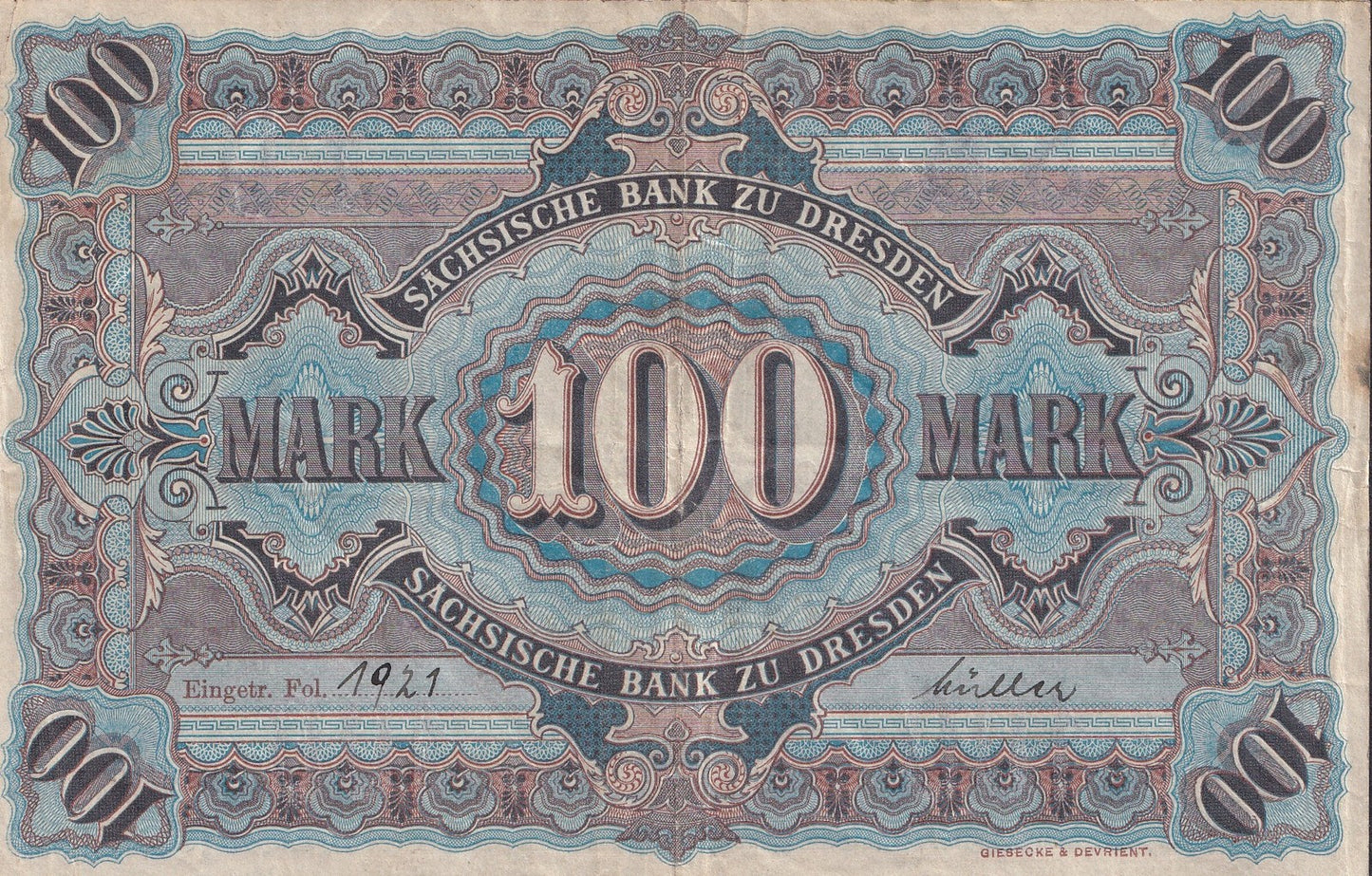 Germany 100 Mark 1911 P S952b Circulated
