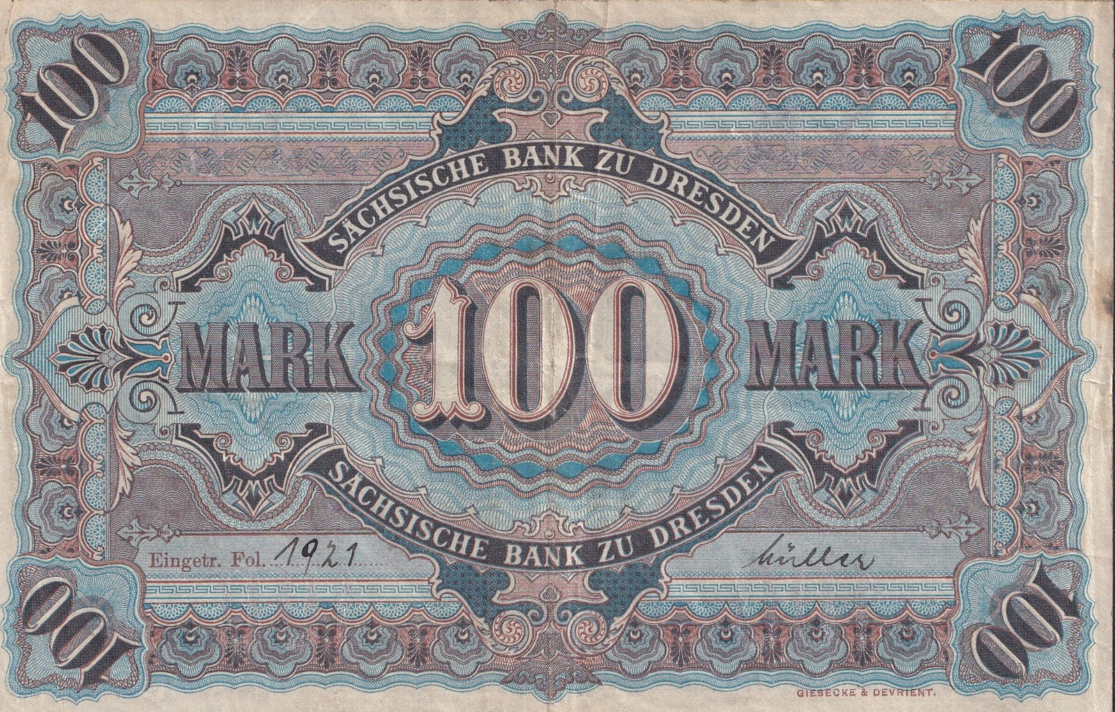 Germany 100 Mark 1911 P S952b Circulated