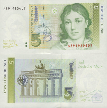 Germany Federal Republic 5 Deutsche Mark 1991 P 37 UNC