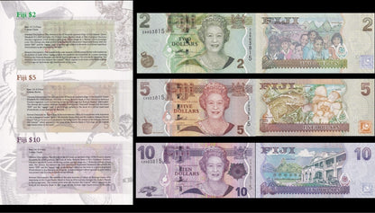 Fiji 2-100 ND 2007-2011 P 109a 110a-114 UNC Set 6 pcs Match LOW S/N With Folder