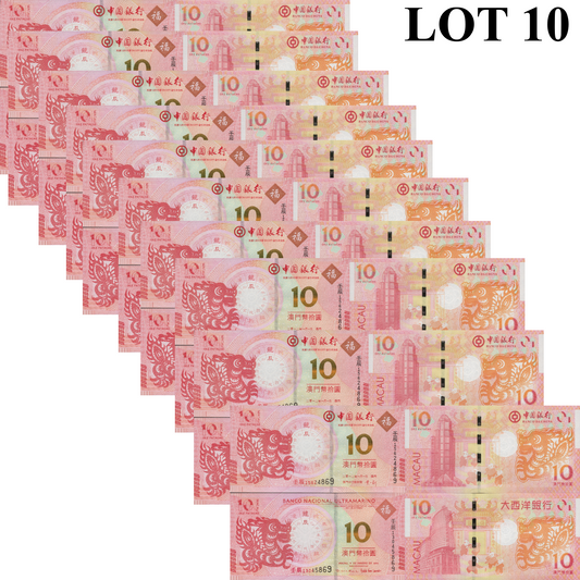 Macau Macao 2012 P 85 115 UNC BOC BNU COMM. Chinese Lunar Dragon Set 2 Lot 10