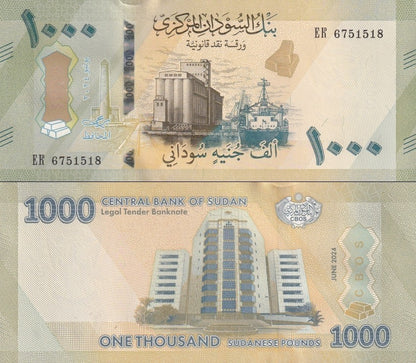 Sudan 1000 Sudanese Pounds 2024 2025 P New Design UNC 1/10 Bundle Lot 10 pcs