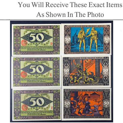 Germany Notgeld KOLN 50 Pfennig 1922 Set 3 pcs