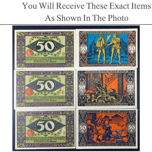 Germany Notgeld KOLN 50 Pfennig 1922 Set 3 pcs
