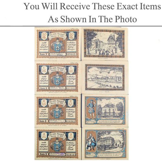 Germany Notgeld BRUHL 50 Pfennig 1 2 3 Mark 1922 Set 4 pcs