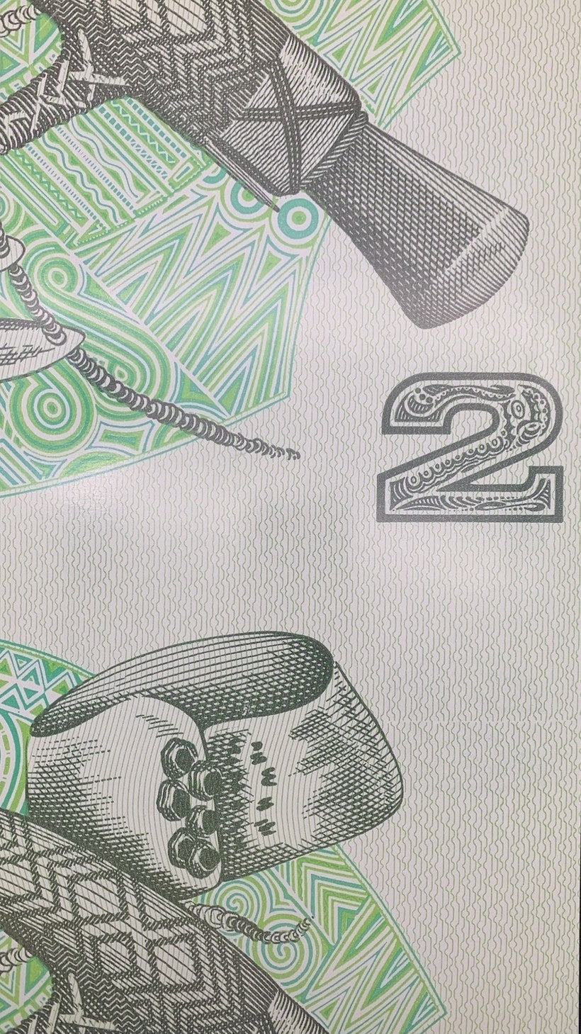 Papua New Guinea 2 Kina ND (1989-1991) P 5c UNC UNCUT 4 IN 1 With Folder
