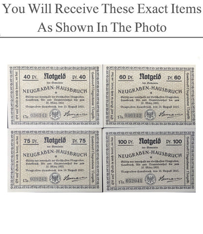 Germany Notgeld NEUGRABEN-HAUSBRUCH 40 60 75 100 Pfennig 1921 Full Set 4 pcs