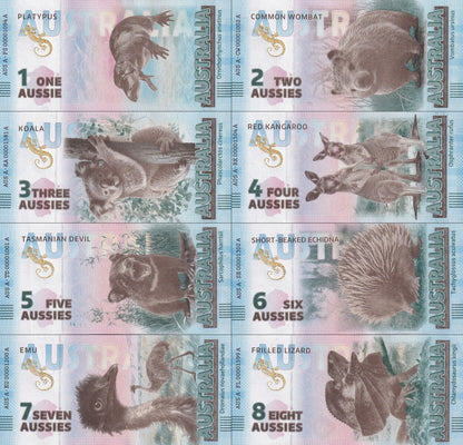 Australia Parliamentary Monarchy Note Full Set UNC Test Note Set 8 pcs