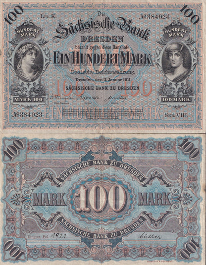 Germany 100 Mark 1911 P S952b Circulated