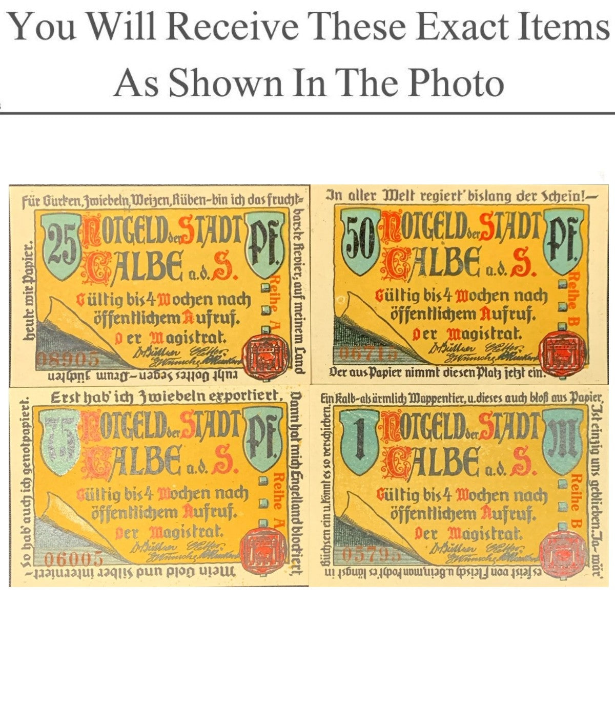 Germany Notgeld HAGENOW 25 50 75 Pfennig 1 Mark 1921 Full Set 4 pcs