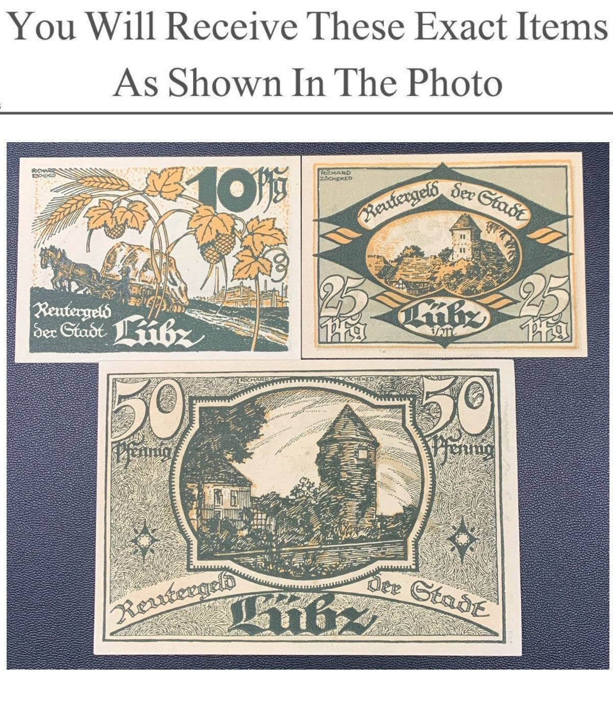 Germany Notgeld LUBZ 10 25 50 Pfennig 1922 Full Set 3 pcs