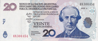 Argentina 20 Pesos 2006 P NL SERIE A UNC