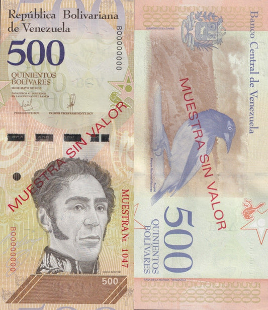 Venezuela 500 Bolivars 2018 P 108 UNC SPECIMEN