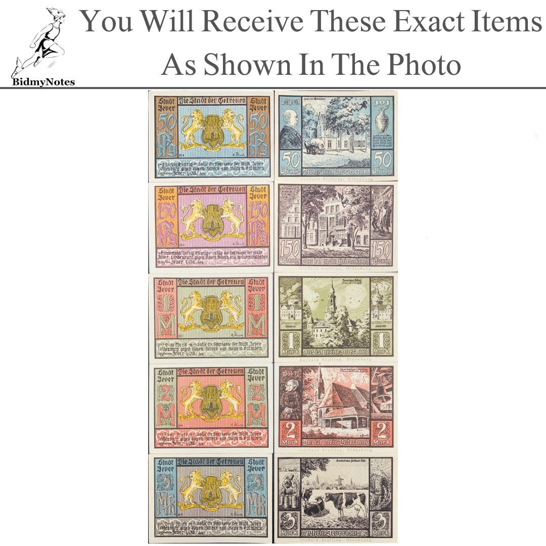 Germany Notgeld JEVER 50 150 Pfennig 1 2 3 Mark Set 5 pcs