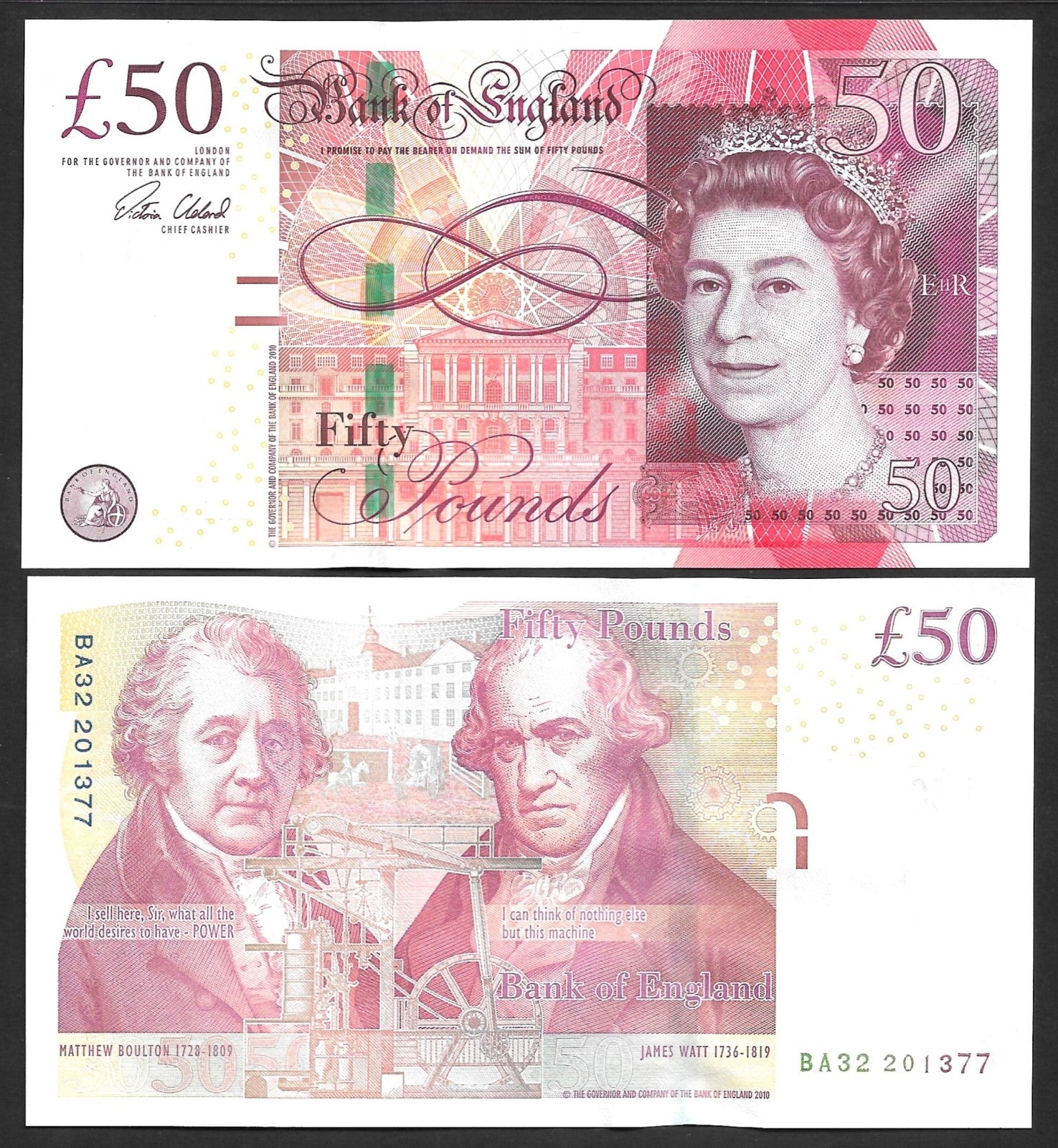 Great Britain 50 Pounds 2010 P 393 Random Sign UNC