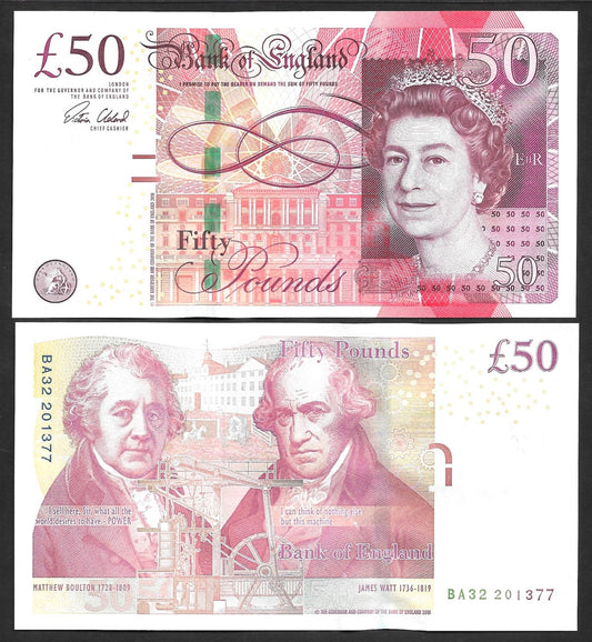 Great Britain 50 Pounds 2010 P 393 Random Sign UNC