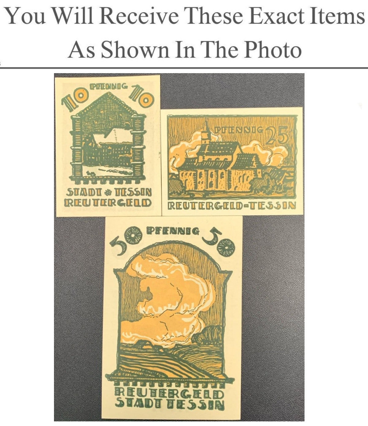 Germany Notgeld TESSIN 10 25 50 Pfennig 1922 Full Set 3 pcs
