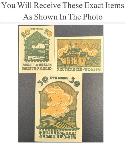 Germany Notgeld TESSIN 10 25 50 Pfennig 1922 Full Set 3 pcs