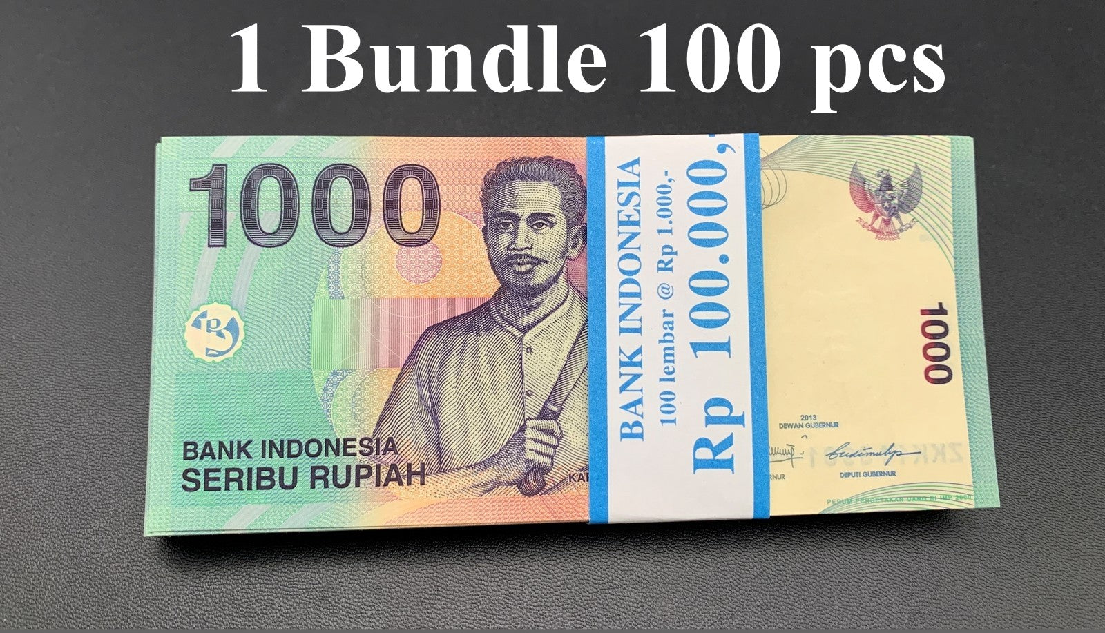 Indonesia 1000 Rupiah 2000-2016 P 141 Random Years UNC 1 Bundle Lot 100 pcs