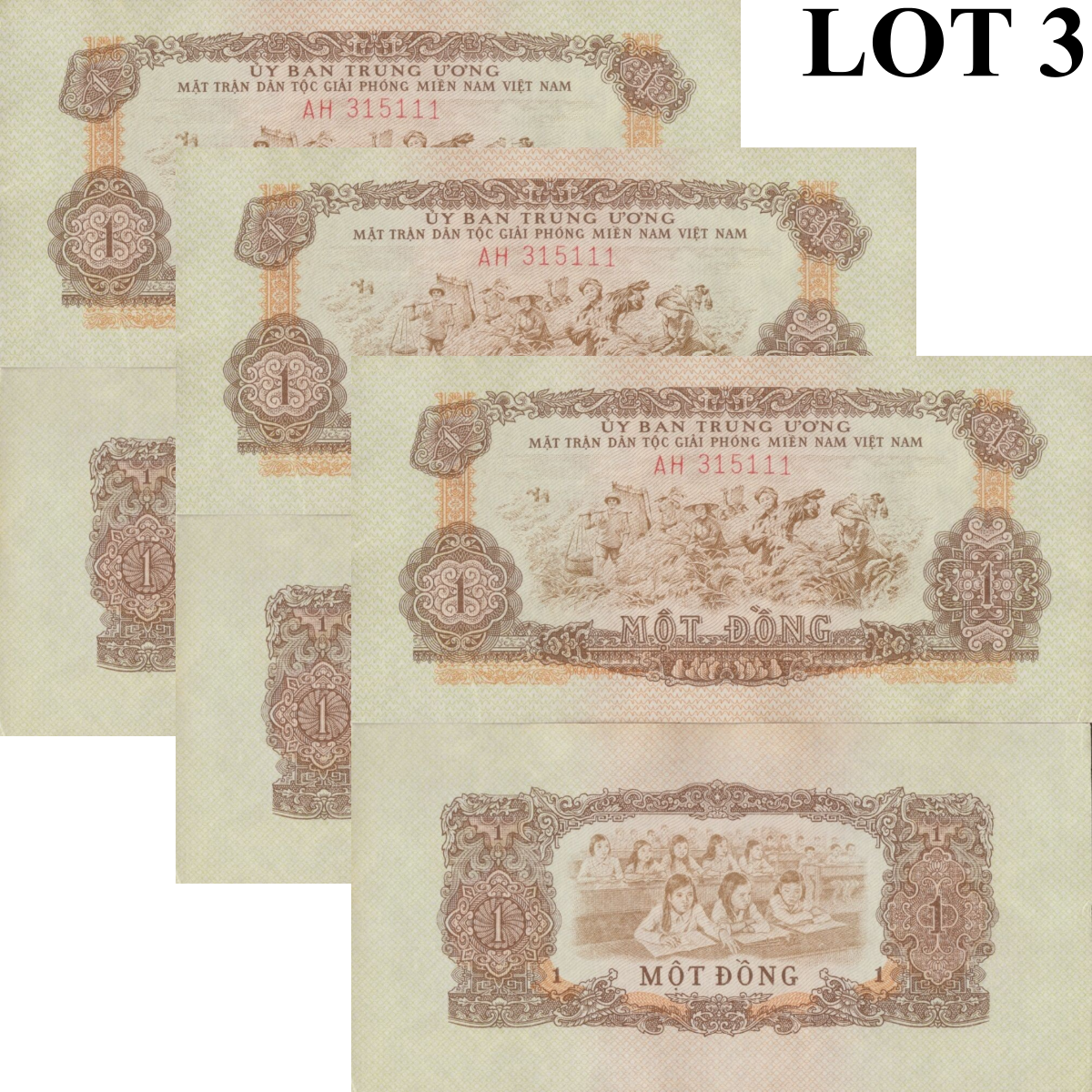Viet Nam Vietnam South 1 Dong ND 1963 P R4 AU Lot 3 pcs