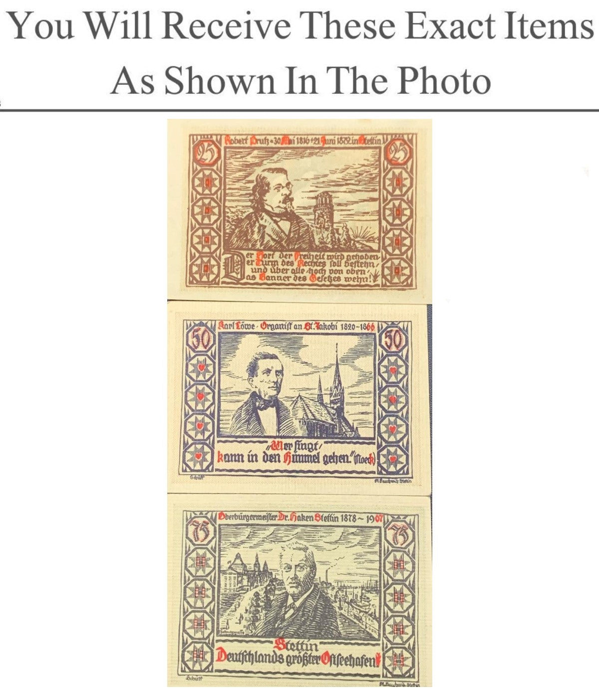 Germany Notgeld STETTIN 25 50 75  Pfennig 1922 Full Set 3 pcs