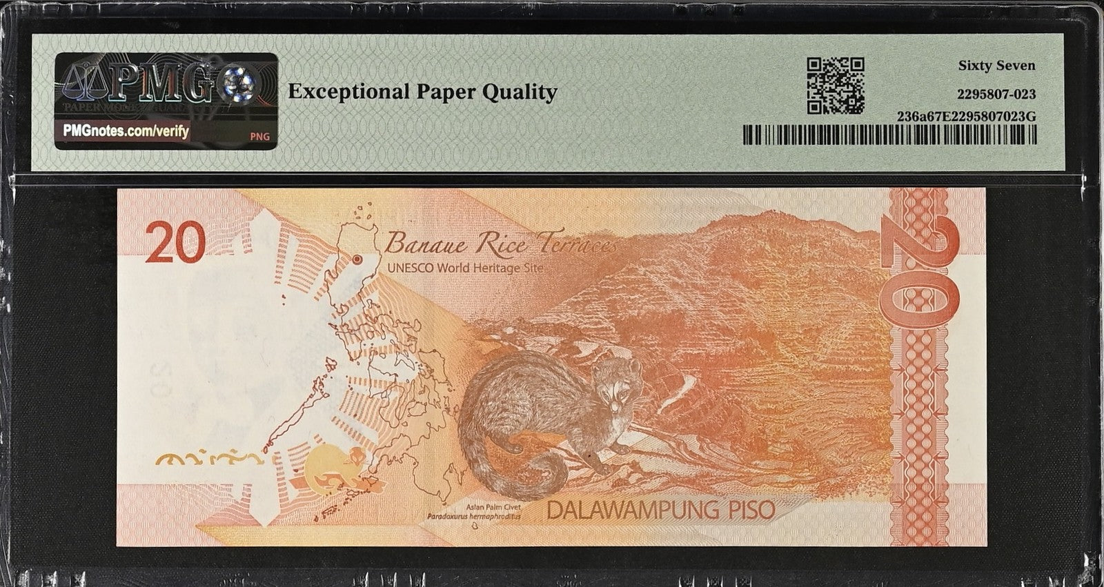 Philippines Commemorative 20 Piso 2023 P 236a UNC PMG 67 EPQ 3rd TOP POP