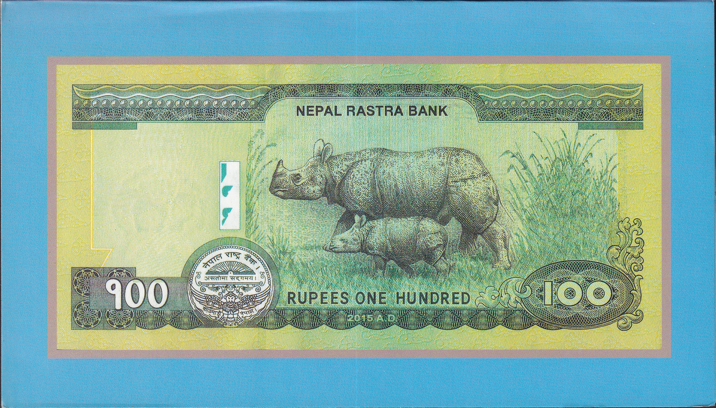 Nepal 100 Rupees 2019 P 80 UNC LOW SERIAL NO. 000XXX With Folder
