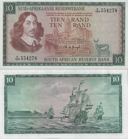 South Africa 10 Rand ND 1966-1976 P 114b watermark Springbok UNC