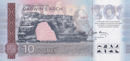 Galapagos Souvenir Note 10 Sucres Blue-Footed Booby UNC Test Note