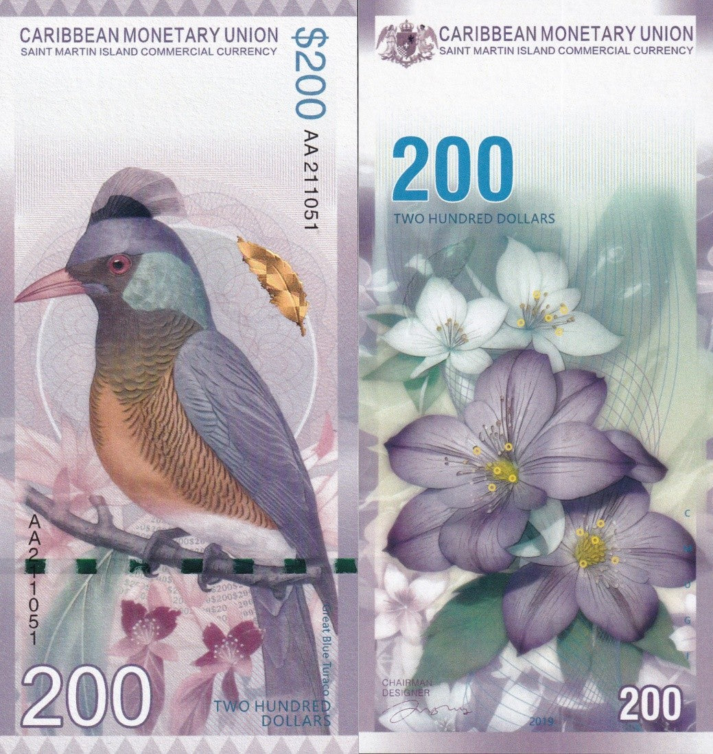 Caribbean 200 Exquisite 2019 Flower and Bind Collection UNC AA Prefix Test Note