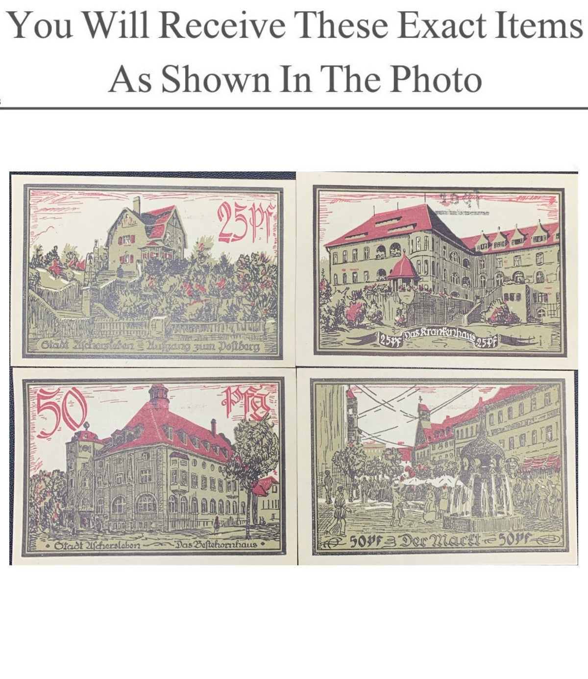 Germany Notgeld ASSCHERSLEBEN 25 50 Pfenning 1921 Set 4 pcs