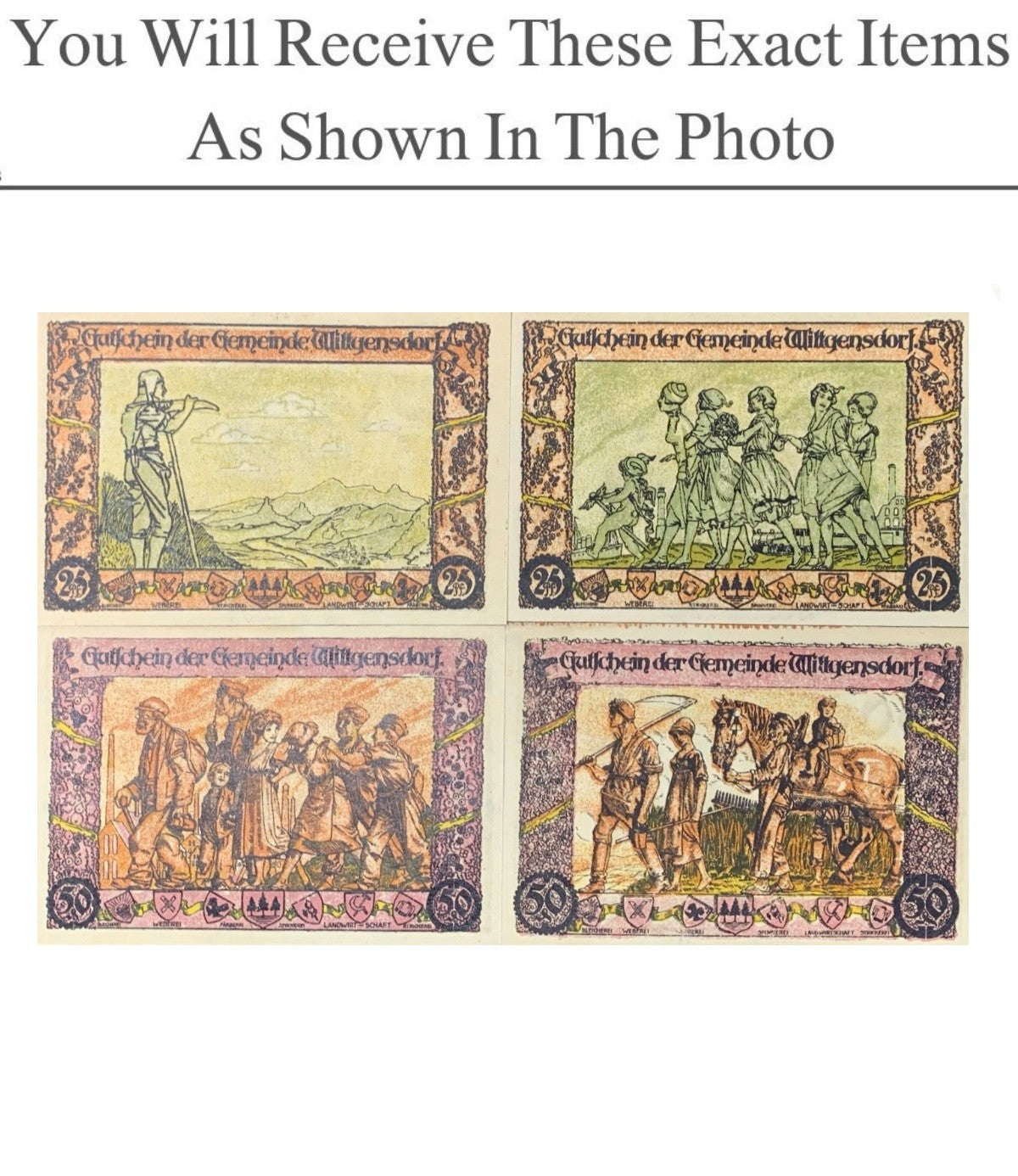 Germany Notgeld WITTGENSDORF 25 50 Pfennig 1921 Full Set 4 pcs