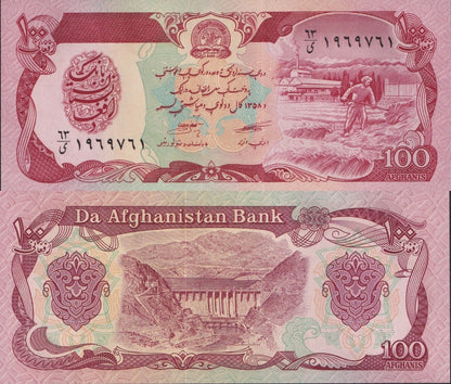 Afghanistan 100 Afghanis 1991 P 58c UNC 1/10 Bundle Lot 10 pcs