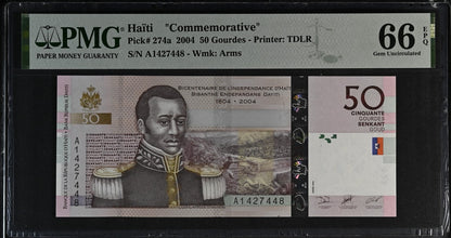 Haiti Commemorative 50 Gourdes 2004 P 274a UNC PMG 66 EPQ
