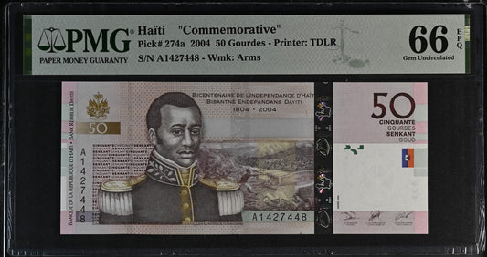 Haiti Commemorative 50 Gourdes 2004 P 274a UNC PMG 66 EPQ