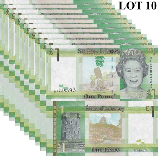 Jersey 1 Pound ND 2010-2018 P 32b UNC 1/10 Bundle Lot 10 pcs
