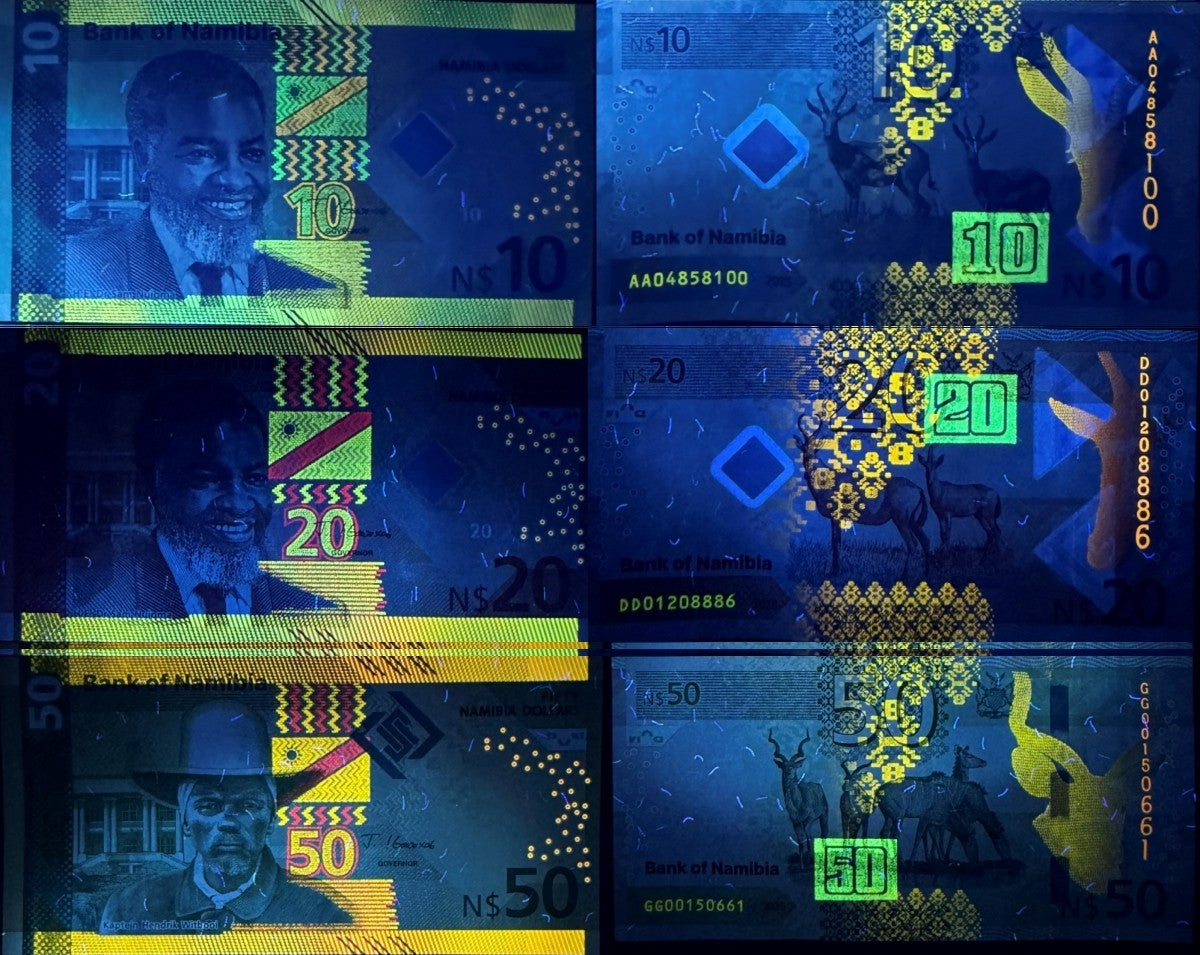 NAMIBIA 10 20 50 Namibia Dollars 2025 P New Issue UNC Set 3 pcs