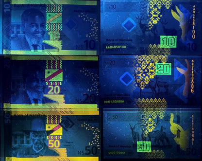 NAMIBIA 10 20 50 Namibia Dollars 2025 P New Issue UNC Set 3 pcs