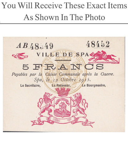 Belgium Notgeld SPA 5 Francs 1915