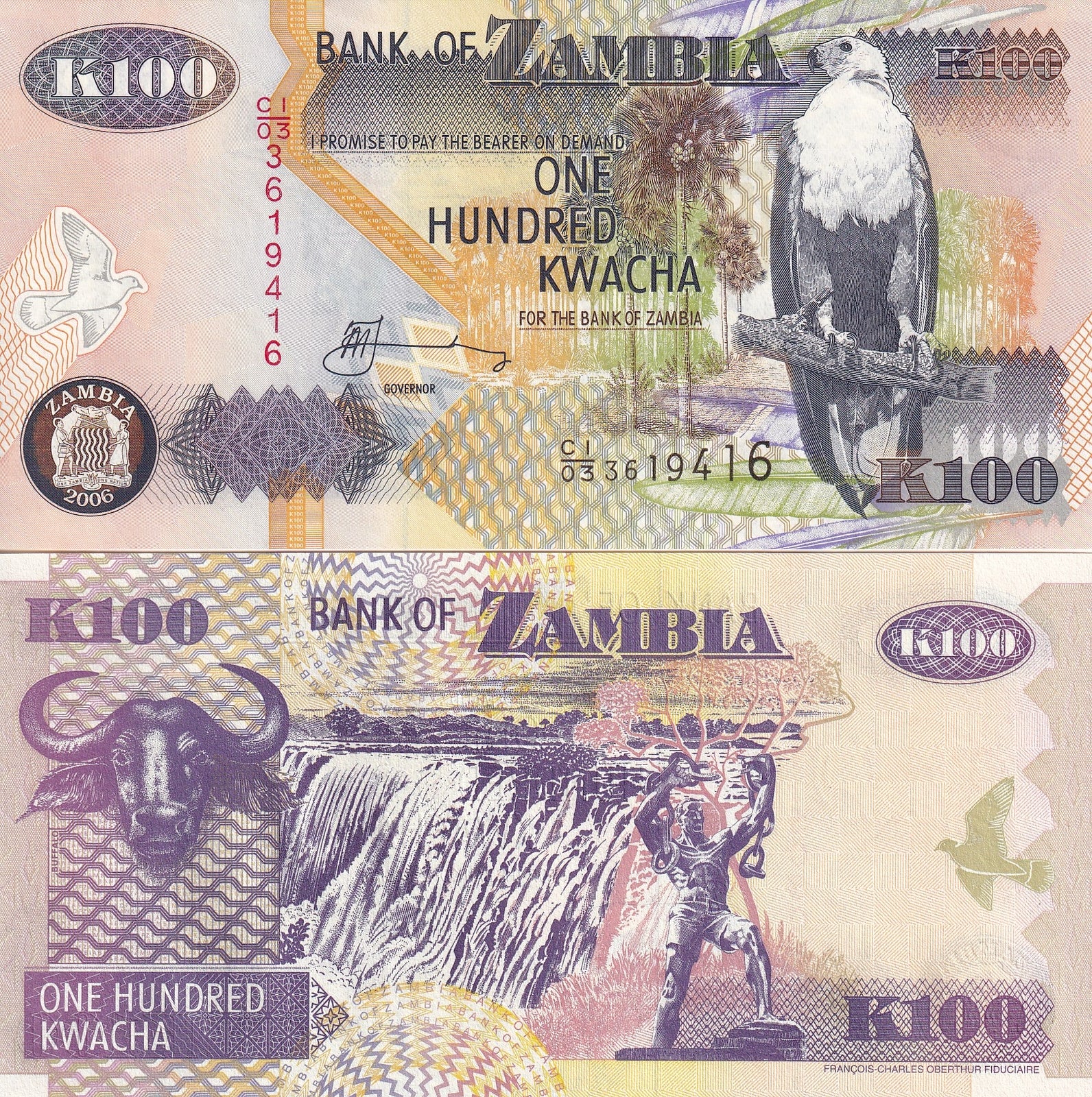 Zambia 100 Kwacha 2006 P 38f UNC
