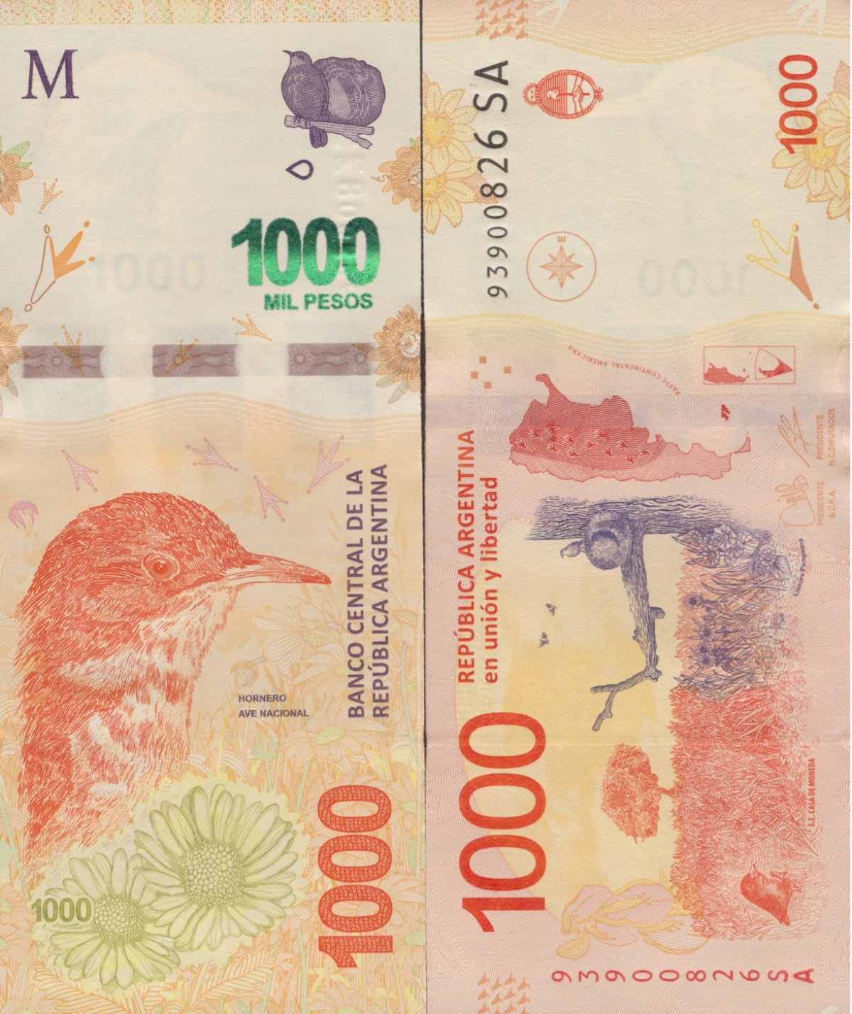 Argentina 1000 Pesos ND 2017 P 366 UNC 1/20 Bundle Lot 5 pcs