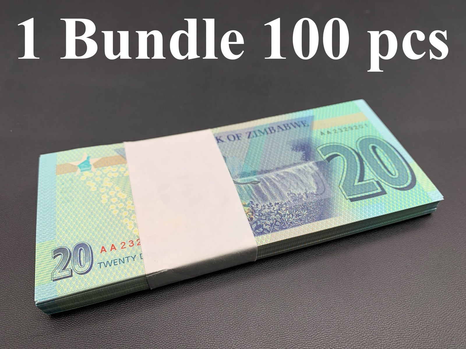 Zimbabwe 20 Dollars 2020 P 104 UNC AA First Prefix 1 Bundle Lot 100 pcs